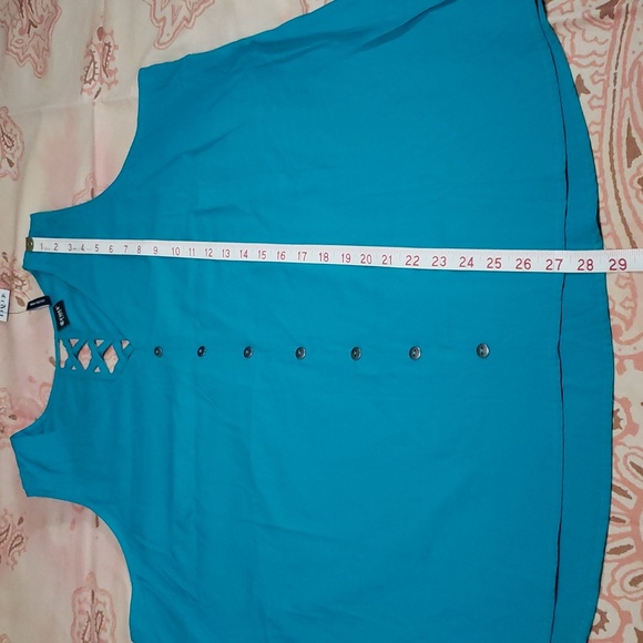 Cruel Denim Teal Cut Out Back Sleeveless Top Teal Button Tank Top - Picture 10 of 13